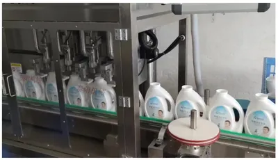 Chain Plate Conveyor Belt Whole Production Line Liquid High Speed Four-Head Filling Machine