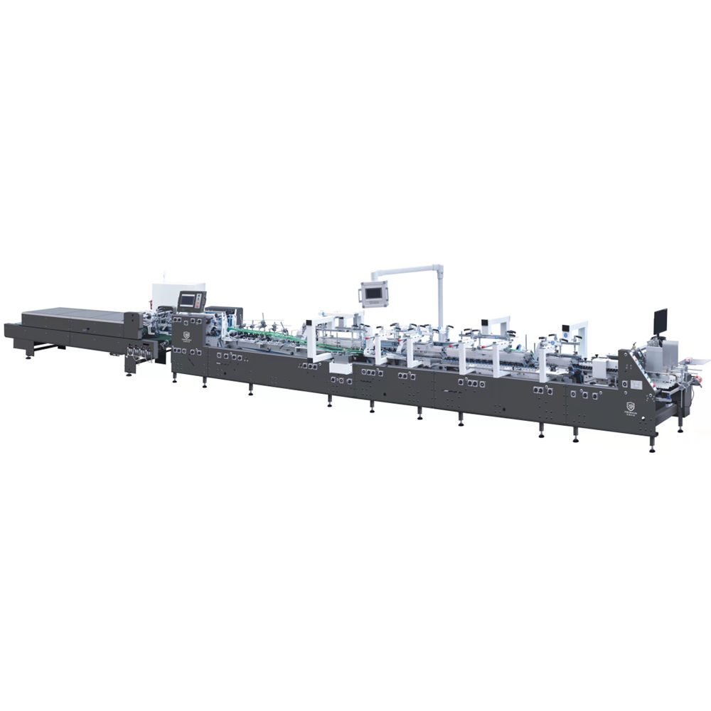XS-850 Fully Automatic Simple Straight Line Paper Carton 4 6 Corner Box Folding Gluing Machine